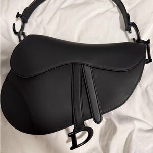 Dior Black Leather Saddle Bag medium size
